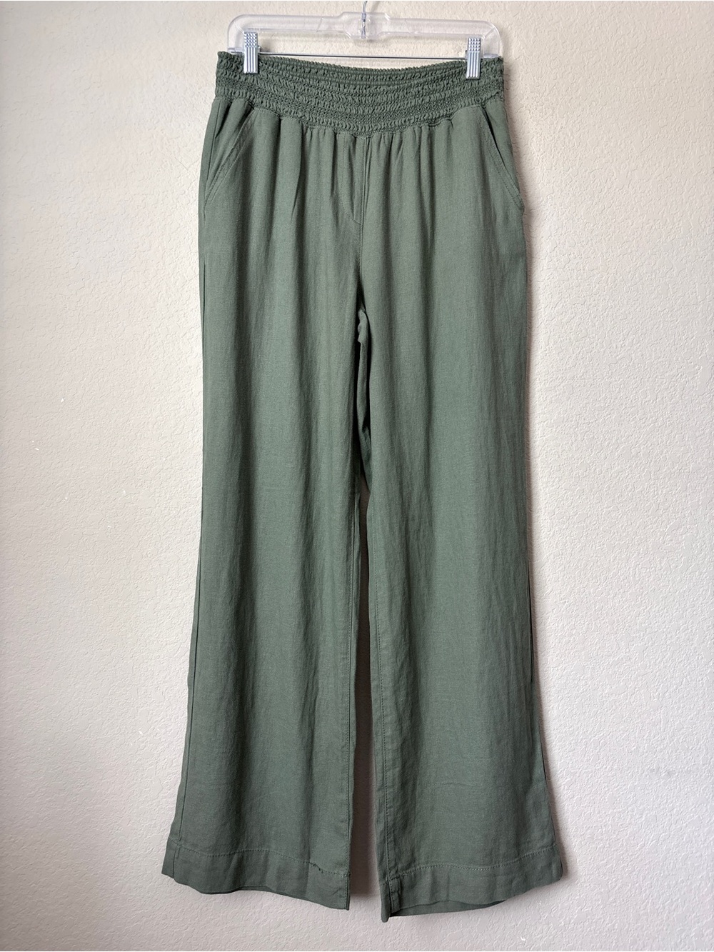 Briggs Linen Blend Boho Beachy High Rise Wide Leg Elastic Waist Pants